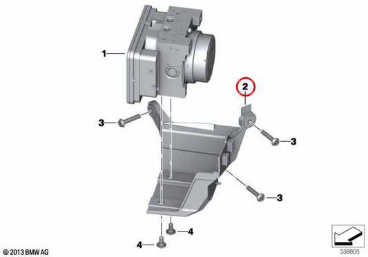ABS-Druckmodulator-Halter OEM 34518536824 für BMW Motorrad K 1600 GT, K 1600 GTL, K 1600 GTL Exclusive und K 1600 Bagger. Original BMW Motorrad.