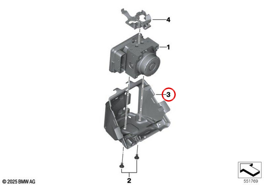 Supporto del modulatore di pressione ABS OEM 34519445267 per moto BMW R 1250 GS, R 1250 GS Adventure, R 1250 RT… e più. Originale BMW Motorrad.
