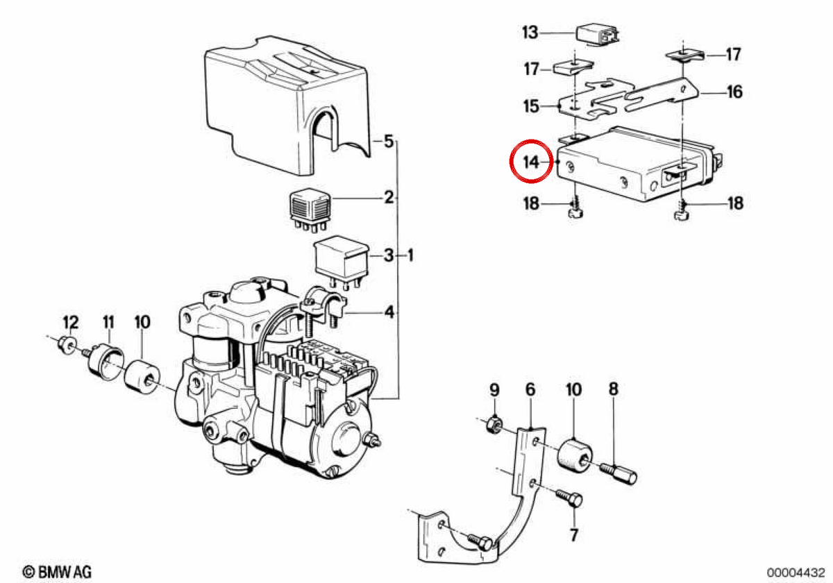 Módulo de control ABS OEM 34521158706 para BMW E30. Original BMW.