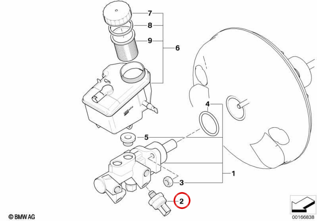 DSC -Drucksensor 34521164458 für BMW E46, E60, E61, E63, E64, E85. Kompatibel mit DSC -Bremssystemen. Original BMW.