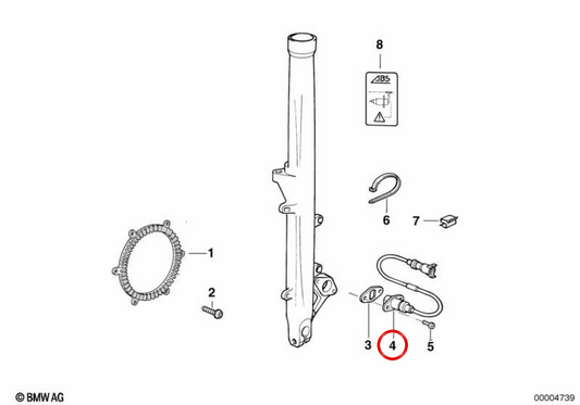 Sensor de revolução ABS traseiro OEM 34522333484 para BMW R1150GS, R1200C, K1200RS... e muito mais. Originais BMW Motorrad.