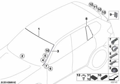 Cubierta parabrisas superior para BMW F26 (OEM 51317338603). Original BMW.