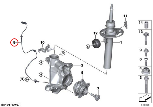 Sensor de revoluciones de rueda OEM 34525A2A085 para BMW X3 G45, X3L G48… y más. Original BMW.