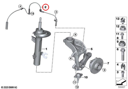 Generador de impulsos ABS OEM 34526756384 delantero para MINI R50, R53, Cabrio R52. Original MINI.