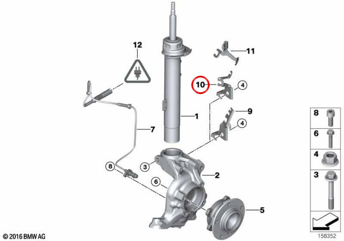 Supporto per tubi ABS/BVA destro OEM 34526770630 per BMW E81, E82, E87, E88, E90, E91, E92, E93, E84, E89. BMW originale.