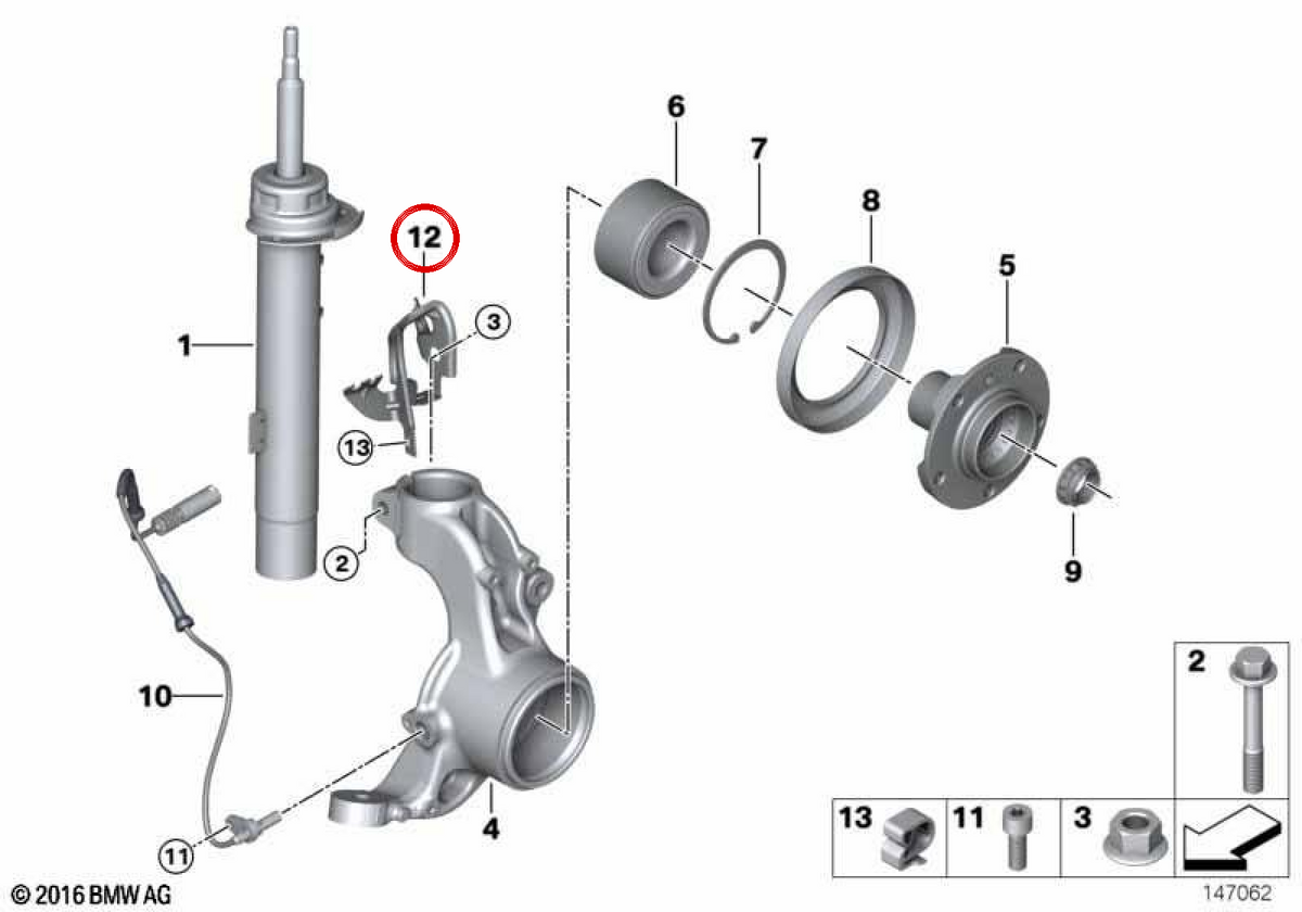 Supporto per tubi ABS/BVA destro OEM 34526773552 per BMW E90, E91, E92. BMW originale.