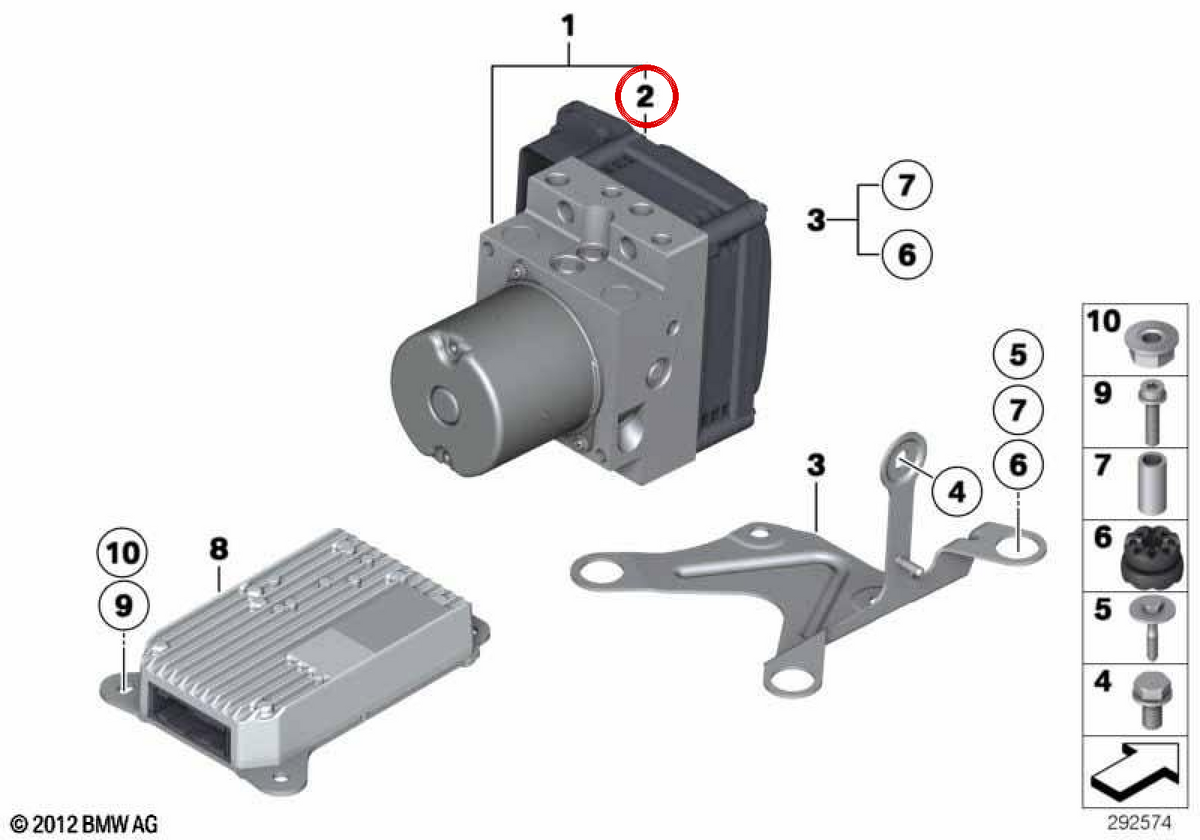 DSC control mechanical repair kit OEM 34526852812 for BMW 5 Series F10, F11 and 6 Series F12, F13. Genuine BMW.