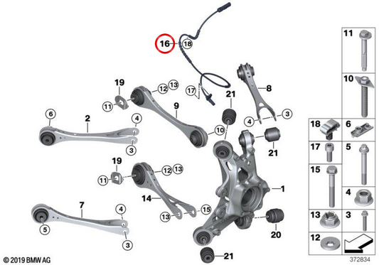 OEM 34526855018 Capteur de vitesse ABS arrière pour BMW I12, I15. BMW d'origine.