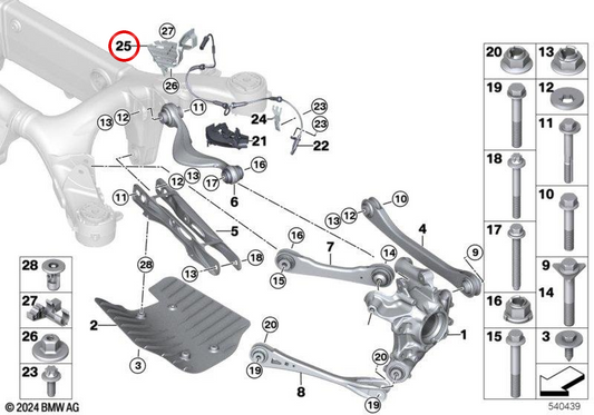 Soporte derecho OEM 34526872714 para BMW G31, G32. Original BMW.