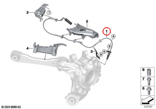 Capteur de vitesse de roue OEM 34526885973 pour BMW G61. BMW d'origine.