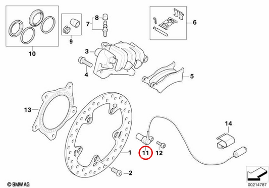 Sensore di velocità ruota OEM 34527715117 per moto BMW S 1000 RR, S 1000 R, HP4, F 700 GS, F 800 GS, F 850 GS, C 650 GT… e altri modelli. Originale BMW Motorrad.