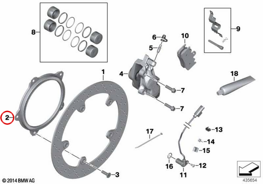 Anel do sensor traseiro OEM 34528549506 para motocicletas BMW R1200GS, K1200S, F800R, S1000RR... e muito mais. Originais BMW Motorrad.