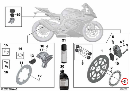 Parafuso cilíndrico M5X6 OEM 34528557908 para motocicletas BMW R1200 RT, K1600 GT, S 1000 RR, HP4... e muito mais. Originais BMW Motorrad.