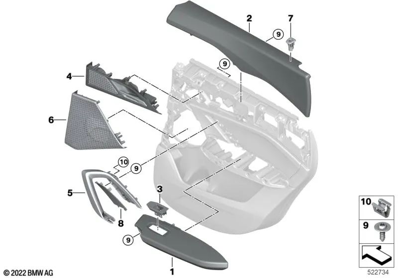 Rear Left Door Lock Button Cover for BMW X1 U11 (OEM 51429423247). Original BMW
