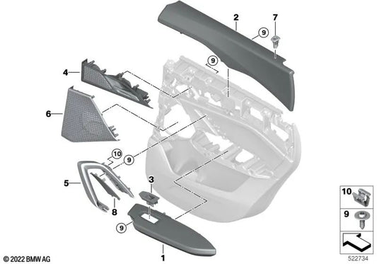Rear Left Door Lock Button Cover for BMW X1 U11 (OEM 51429423247). Original BMW
