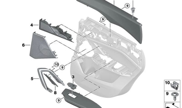 Manilla trasera interior derecha para BMW X1 U11 (OEM 51425A60618). Original BMW