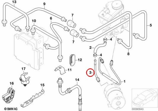 Tubo de freio OEM 34536772625 para BMW E65, E66. BMW genuíno.