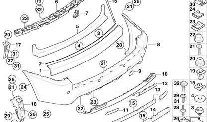 Rear Bumper Bracket OEM 51123418499 for BMW E83 (X3). Original BMW.
