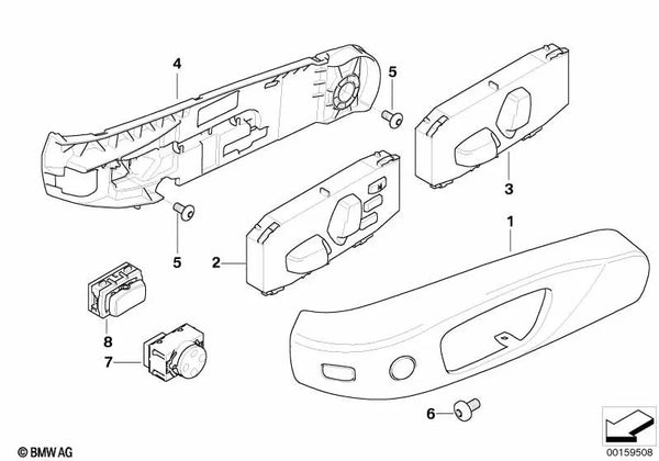 Soporte para regulación de asiento derecho OEM 52106988160 para BMW E90, E91, E92, E93. Original BMW.