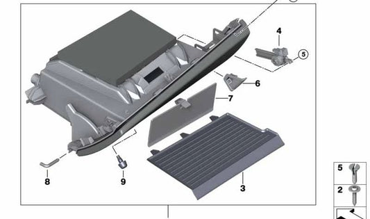 Tapa fusibles OEM 51169388778 para BMW Serie 1 F52 y X1 F48. Compatible con modelos 118i, 120i, 125i. Original BMW.
