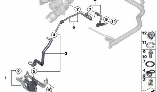 OEM -Rücklaufschlauch 11537603077 für BMW F20, F21, F30, F31. Original BMW.