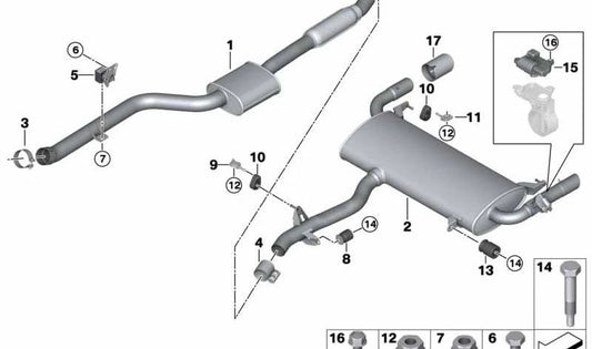 Rear silencer with exhaust valve for BMW X3 G01 (OEM 18308693948). Original BMW