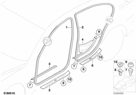 Blende de entrada delantero izquierdo para BMW Serie 7 E65, E66 (OEM 51478223551). Original BMW