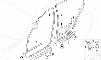 Embellecedor entrada trasera derecha (color plata oscuro) OEM 51477051874 para BMW E65. Original BMW.