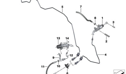 Tubo de presión OEM 21526873680 para BMW G87, G20, G21, G30, G31, G01, G29. Compatible con modelos como M2, 316d y más. Original BMW.