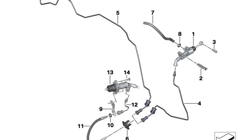 Cilindro del recettore della frizione OEM 21526795713 per BMW F20, F21, F22, F23, F87, F30, F31, F34, F80, F32, F33, F36, F82, F83, G29. BMW originale.