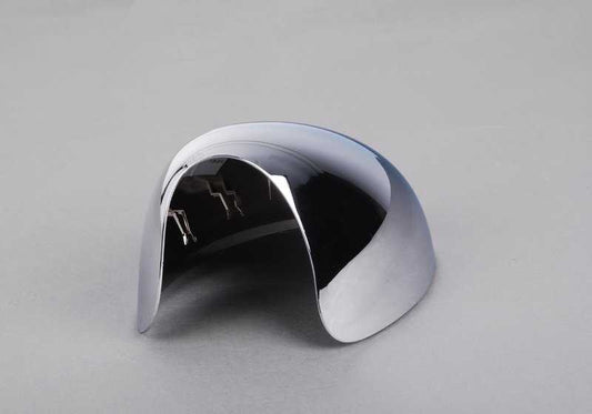 Cubierta izquierda de espejo retrovisor cromada OEM 51167123293 para MINI R50, R52, R53. Recambio original MINI. Ideal para sustituir tapa espejo dañada o personalizar con acabado en cromo.