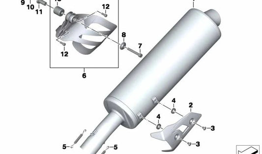 Soporte de escape OEM 18518549591 para motos BMW F800R (K73) 2013-2016. Original BMW Motorrad.