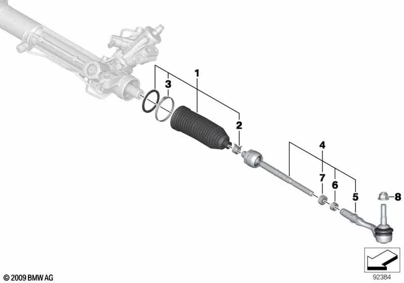 Kit de reparación de fuelle para BMW F07, F10, F11, F06, F12, F13, F01N, F02N (OEM 32106785993). Original BMW