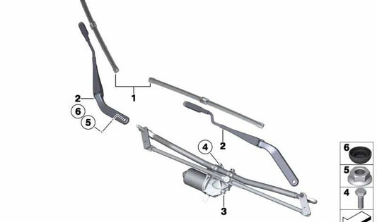 Brazo limpiaparabrisas delantero izquierdo OEM 61619449976 para MINI Countryman R60, Paceman R61. Original MINI.