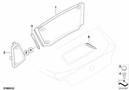 Recepción cortavientos izquierda para BMW Z4 E85 (OEM 54707129831). Original BMW.