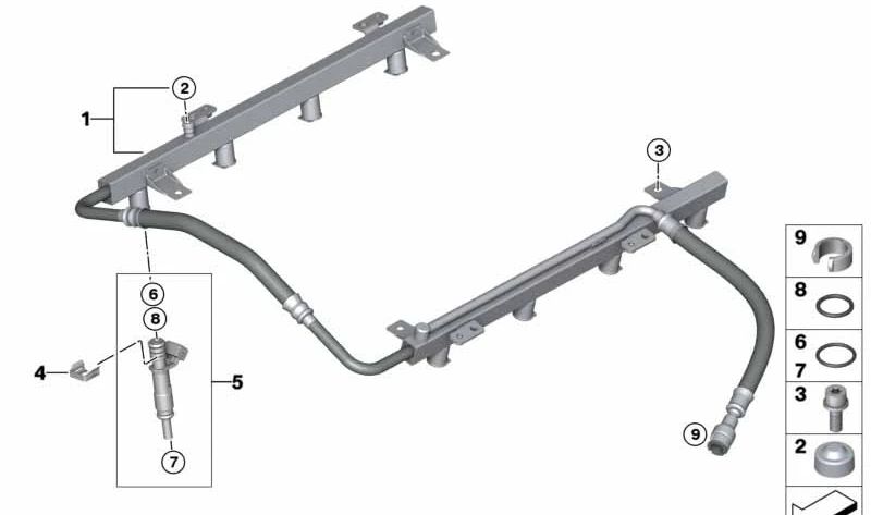 Inyector de combustible OEM 13647525721 para BMW E60, E61, E63, E64, E65, E66, E53, E70. Original BMW.