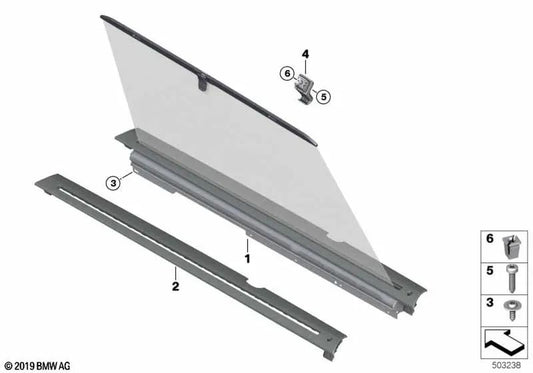 Para-sol direito para BMW F95, G05 (OEM 51356997698). BMW originais.
