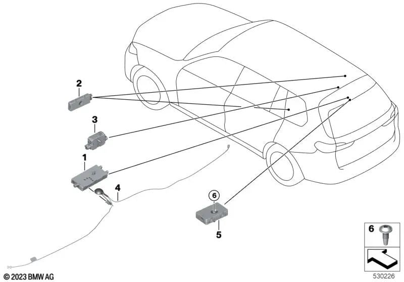 Antenna della sonda per BMW F95, G05, G18, G07 (OEM 65206839356). BMW originale