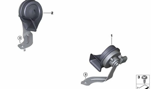 Claxon (Nota alta) OEM 61337404429 para BMW G01, G02, F97, F98. Compatible con X3 y X4 M Competition y M40d. Repuesto original BMW.