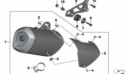 Tampa de escapamento traseiro OEM 18517729506 para motocicletas BMW C 600 Sport, C 650 Sport. Originais BMW Motorrad.