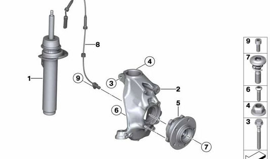 Assorbitore anteriore sinistro OEM 31316873769 per BMW F33. BMW originale.