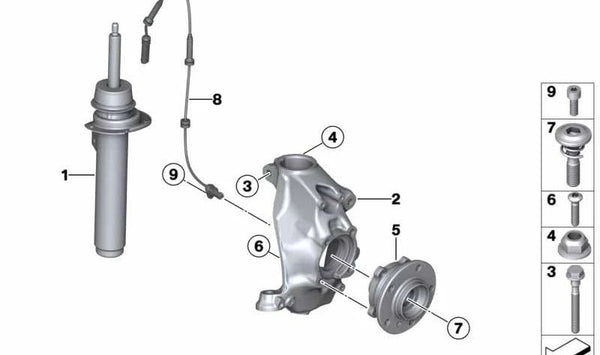 Amortiguador delantero izquierdo para BMW Serie 3 F31N (OEM 31316874723). Original BMW.