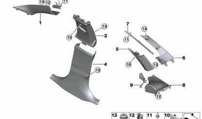 Paramento columna D izquierdo OEM 51437326211 color Everestgrau para BMW Serie 4 Gran Coupé F36 (07/2013-03/2017) y F36 LCI (05/2016-05/2021). Original BMW.