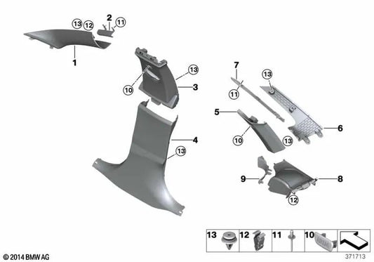 Molde de pilar B para baixo à direita para BMW 4 F36 Series, F36N (OEM 51437326222). BMW original.