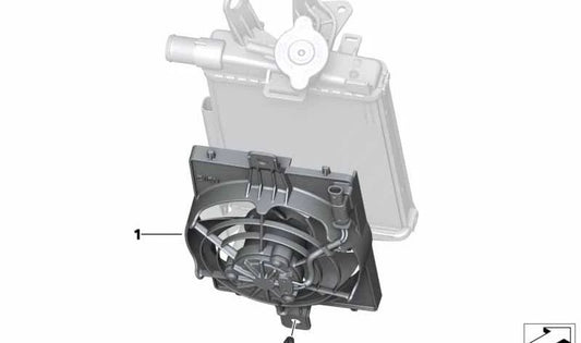 Lüftergehäuse mit OEM -Lüfter 17428523118 für BMW R1200GS -Motorräder, R1250GS, R1200RT, R1250RT ... und mehr. Originaler BMW Motorrad.