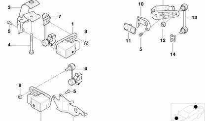 Soporte sensor de nivel de altura derecho OEM 31121094608 para BMW E39. Pieza original BMW.