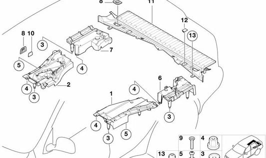 Right longitudinal support OEM 51478244764 for BMW X5 E53 (3.0d and 3.0i models with manual and automatic change, from 2001 to 2006). Original BMW piece.