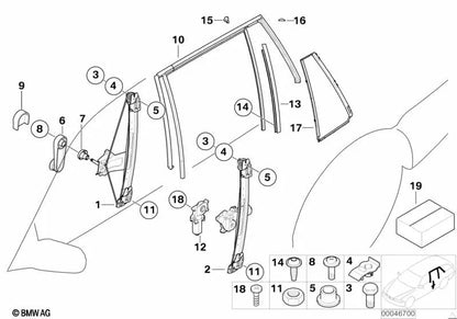 Left Blende para BMW 3 E46 Series (OEM 51347890697). BMW original