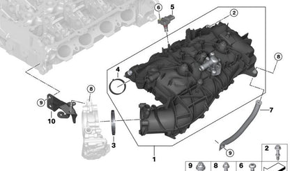Junta de admisión OEM 13547563377 para BMW E81 116i (modelos N43 y N45, manual y automático). Compatible con sistemas de admisión. Original BMW.