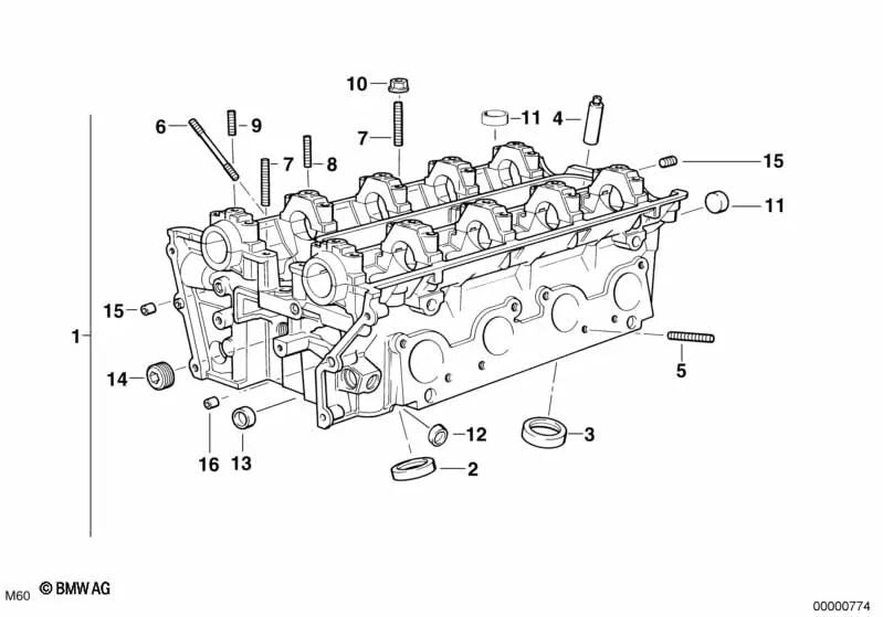 Assento de válvula de escape para BMW Série 5 E39, Série 7 E38, Série 8 E31, X5 E53, Z8 E52 (OEM 11121432427). BMW original
